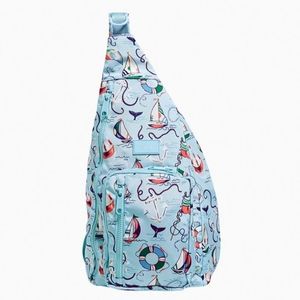 Vera Bradley "Really Regatta" ReActive Sling Backpack; Blue; Ocean; Summer; NWT